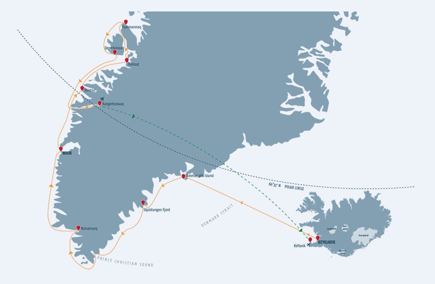 Karta kryssning Grönland