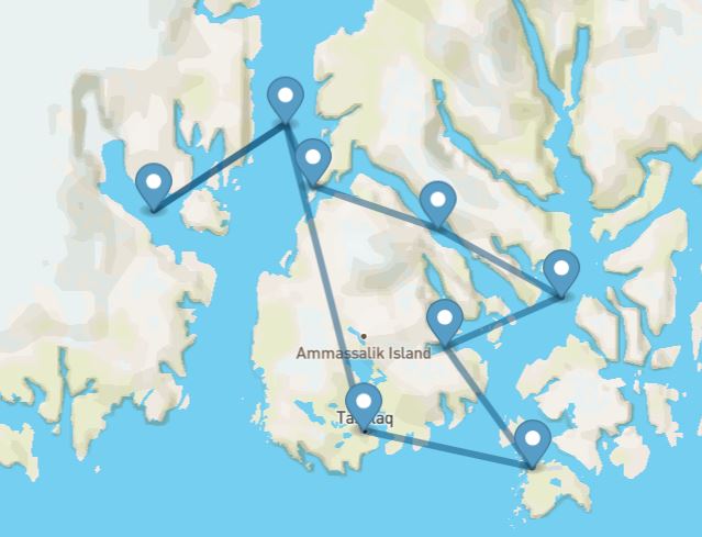 Karta kryssning Grönland